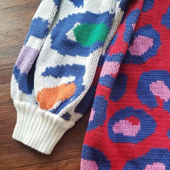 Farm Rio Colorful Leopard Print Feminine Oversized Cotton Cardigan Size Small - Picture 4 of 9